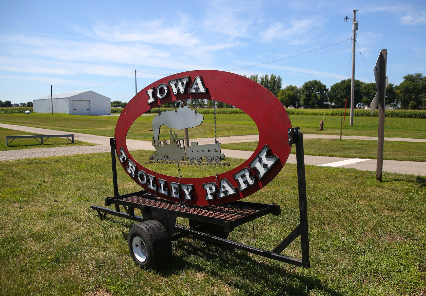 Iowa Trolley Park sign
